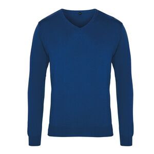 Premier Mens Knitted Cotton Acrylic V Neck Sweatshirt / Royal Blue